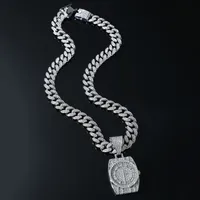 Hip-Hop Punk Clock Alloy Inlay Rhinestones Men's Pendant Necklace Necklace Pendant sku image 4