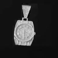 Hip-Hop Punk Clock Alloy Inlay Rhinestones Men's Pendant Necklace Necklace Pendant sku image 3