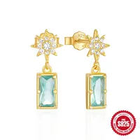 1 Pair 925 Sterling Silver Zircon Geometric Drop Earrings main image 4