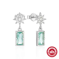 1 Pair 925 Sterling Silver Zircon Geometric Drop Earrings sku image 3
