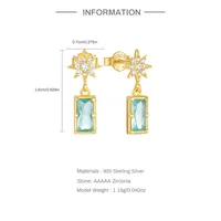 1 Pair 925 Sterling Silver Zircon Geometric Drop Earrings main image 9