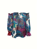 Women's Blouse Long Sleeve Blouses Printing Elegant Color Block main image 4