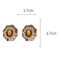 1 Pair Elegant Retro Geometric Alloy Tiger Eye Rhinestones Ear Studs main image 5