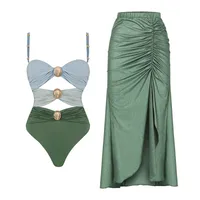 Women's Vacation Color Block 1 Piece One Piece Swimwear main image 3