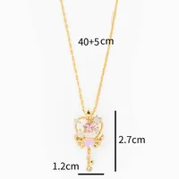 Copper Zircon Streetwear Plating Inlay Heart Shape Wings Key Zircon Pendant Necklace main image 7