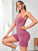Simple Style Classic Style Solid Color Active Sets Nylon Spandex Rompers Activewear sku image 6