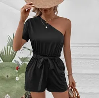 Women's Holiday Daily Classic Style Solid Color Shorts Rompers sku image 3