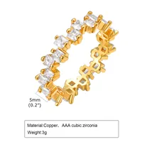 Brass 18K Gold Plated IG Style Inlay Geometric Zircon Rings main image 7