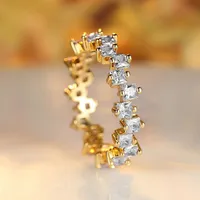 Brass 18K Gold Plated IG Style Inlay Geometric Zircon Rings main image 5