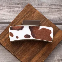 Women's Cute Cow Pattern Pu Leather Hair Claws main image 2