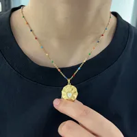Wholesale Jewelry Vacation Beach Geometric 304 Stainless Steel 18K Gold Plated Gold Plated Enamel Plating Pendant Necklace main image 2