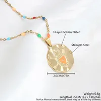 Wholesale Jewelry Vacation Beach Geometric 304 Stainless Steel 18K Gold Plated Gold Plated Enamel Plating Pendant Necklace main image 7