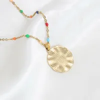 Wholesale Jewelry Vacation Beach Geometric 304 Stainless Steel 18K Gold Plated Gold Plated Enamel Plating Pendant Necklace main image 5
