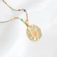 Wholesale Jewelry Vacation Beach Geometric 304 Stainless Steel 18K Gold Plated Gold Plated Enamel Plating Pendant Necklace sku image 1