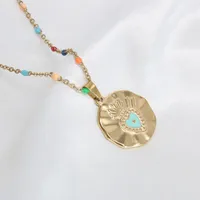 Wholesale Jewelry Vacation Beach Geometric 304 Stainless Steel 18K Gold Plated Gold Plated Enamel Plating Pendant Necklace sku image 2