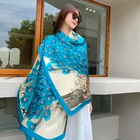 Women's Lady Leopard Satin Printing Shawl sku image 4