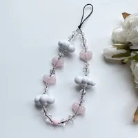 Acrylic Artificial Crystal Plastic Clouds Heart Shape Cute Sweet Mobile Phone Lanyard Phone Cases sku image 1