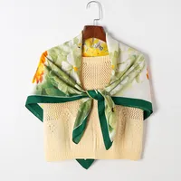 Adults Casual Wedding Pastoral Letter Cotton And Linen Printing Floral Scarf sku image 1