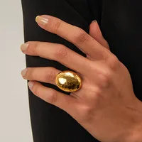 304 Stainless Steel 18K Gold Plated IG Style Hammered Open Rings main image 1