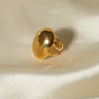 304 Stainless Steel 18K Gold Plated IG Style Hammered Open Rings main image 4