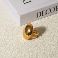 304 Stainless Steel 18K Gold Plated IG Style Hammered Open Rings main image 2