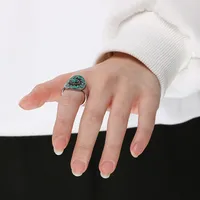 Wholesale Jewelry Retro Simple Style Oval 304 Stainless Steel Gem Enamel Inlay Rings main image 6