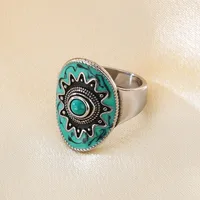 Wholesale Jewelry Retro Simple Style Oval 304 Stainless Steel Gem Enamel Inlay Rings main image 1
