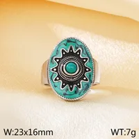 Wholesale Jewelry Retro Simple Style Oval 304 Stainless Steel Gem Enamel Inlay Rings sku image 4