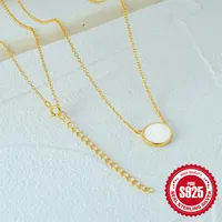 925 Sterling Silver Shell Cable Chain Inlay Round Necklace main image 1