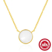 925 Sterling Silver Shell Cable Chain Inlay Round Necklace main image 2