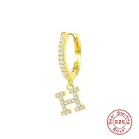 1 Piece 925 Sterling Silver Letter Drop Earrings sku image 20
