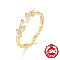 925 Sterling Silver Zircon Moon Flower Butterfly Open Rings sku image 6