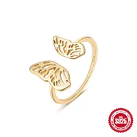 925 Sterling Silver Zircon Moon Flower Butterfly Open Rings sku image 8
