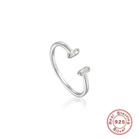 925 Sterling Silver Zircon Moon Flower Butterfly Open Rings sku image 3