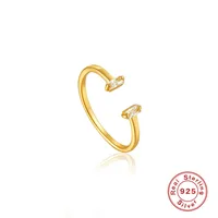925 Sterling Silver Zircon Moon Flower Butterfly Open Rings sku image 2