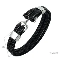 Simple Style Plaid Anchor Stainless Steel Pu Leather Leather Braid None None Couple Wristband main image 6