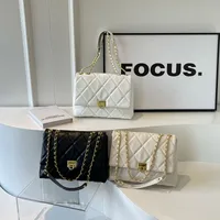 Women's Pu Plaid Solid Color Streetwear Sewing Thread Chain Lock Clasp Crossbody Bag main image 1