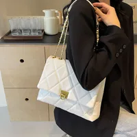 Women's Pu Plaid Solid Color Streetwear Sewing Thread Chain Lock Clasp Crossbody Bag main image 2