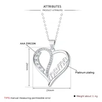 925 Sterling Silver Zircon Cable Chain Hollow Out Inlay Letter Heart Shape Pendant Necklace main image 5