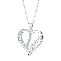 925 Sterling Silver Zircon Cable Chain Hollow Out Inlay Letter Heart Shape Pendant Necklace main image 2