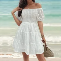 Women's Sheath Dress Vacation Simple Style Boat Neck Sleeveless Solid Color Knee-Length Holiday sku image 3
