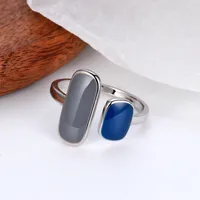 925 Sterling Silver Rectangle Open Rings main image 2