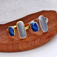925 Sterling Silver Rectangle Open Rings main image 1