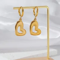 1 Pair IG Style Heart Shape 304 Stainless Steel 18K Gold Plated Drop Earrings main image 3