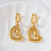 1 Pair IG Style Heart Shape 304 Stainless Steel 18K Gold Plated Drop Earrings main image 1