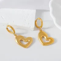 1 Pair IG Style Heart Shape 304 Stainless Steel 18K Gold Plated Drop Earrings main image 4