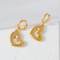 1 Pair IG Style Heart Shape 304 Stainless Steel 18K Gold Plated Drop Earrings main image 5