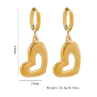 1 Pair IG Style Heart Shape 304 Stainless Steel 18K Gold Plated Drop Earrings main image 6