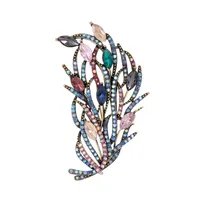 IG Style Human Leaf Flower Alloy Inlay Rhinestones Unisex Brooches sku image 18