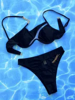 Women's Solid Color 2 Pieces Set Bikinis Swimwear main image 2